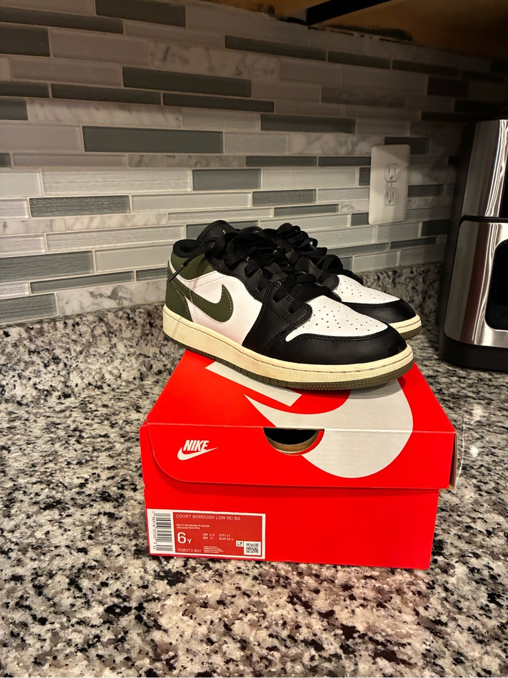 Nike Men’s Low-Top Sneakers in Black, White & Olive Green